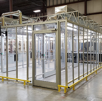 Figure 1. Negative pressure room showing polycarbonate and extruded aluminum construction.